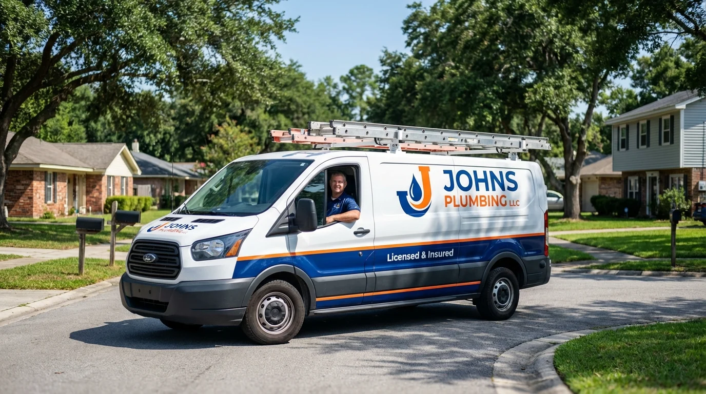 Johns Plumbing LLC service van in Hightstown, NJ