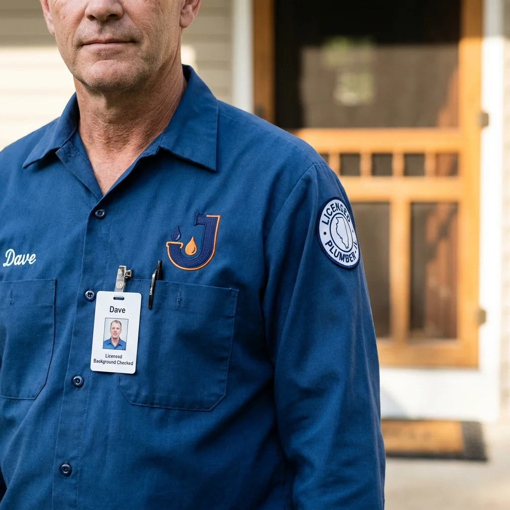 Licensed plumber showing ID badge in Hightstown, NJ
