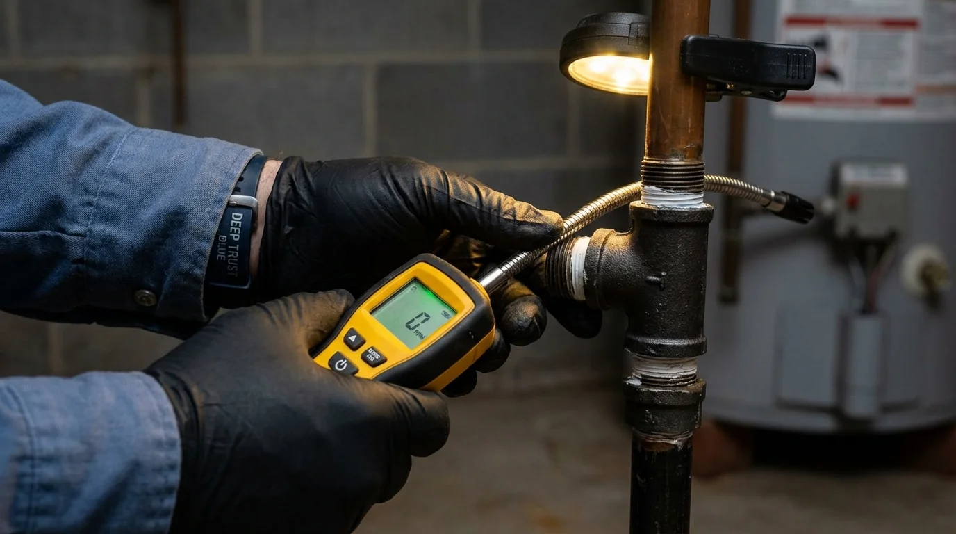 Gas leak detection with electronic sniffer by Johns Plumbing LLC in Hightstown