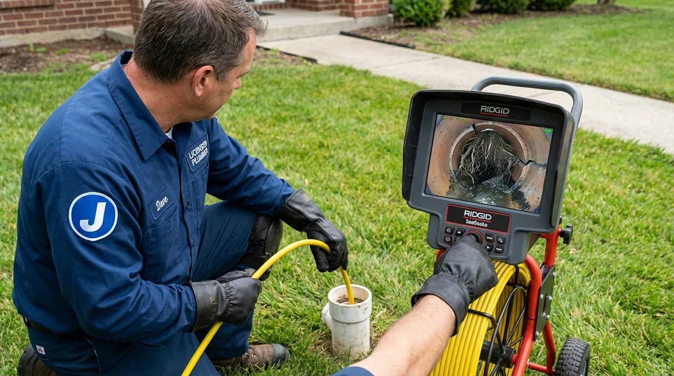Sewer camera inspection being performed by Johns Plumbing LLC in Hightstown